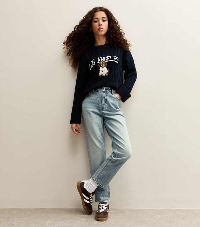 New Look Girls' Light Blue Wash Straight Leg Jeans New Look - 2