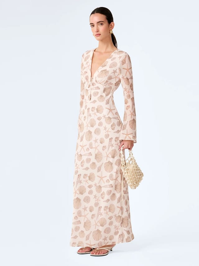 OMNES Marj Dress in Painterly Shell Print - 2