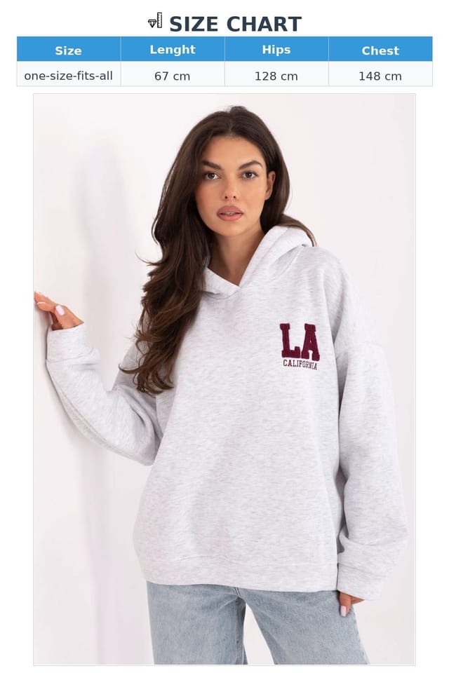 Love Lace Love Lace Women's Embroidered Hooded Casual Cotton Blend Sweatshirt in Grey - 3