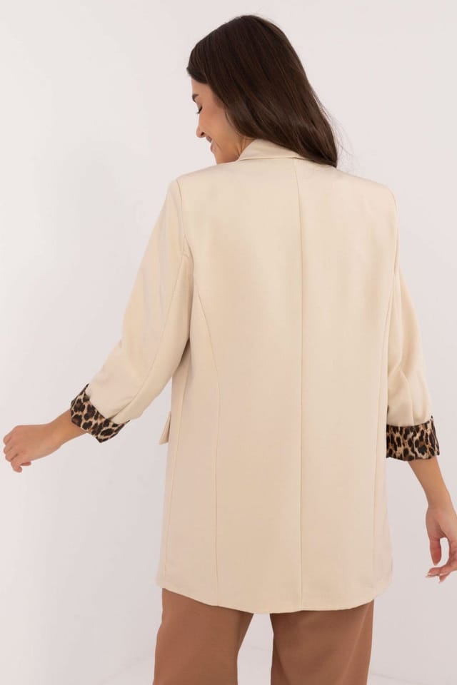 Love Lace Love Lace Women's Elegant Lined Lapel Casual Jacket in Beige - 3