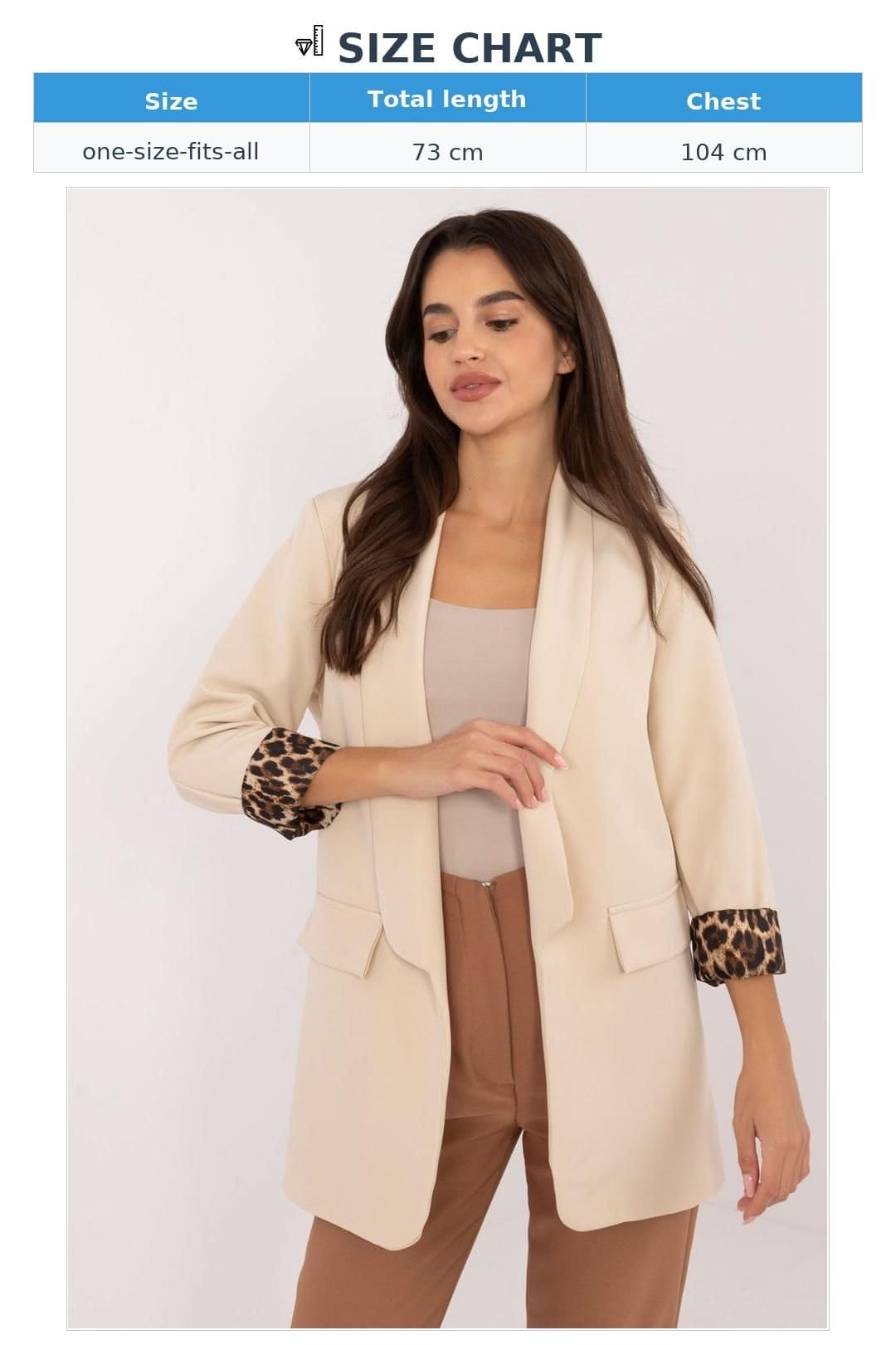 Love Lace Love Lace Women's Elegant Lined Lapel Casual Jacket in Beige - 4