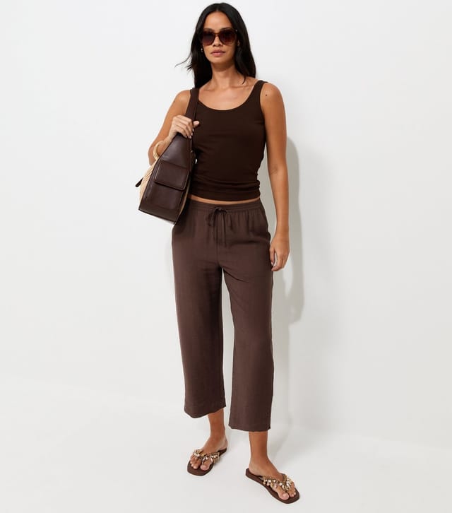 New Look Women's Petite Dark Brown Cropped Straight Leg Trousers New Look - 2