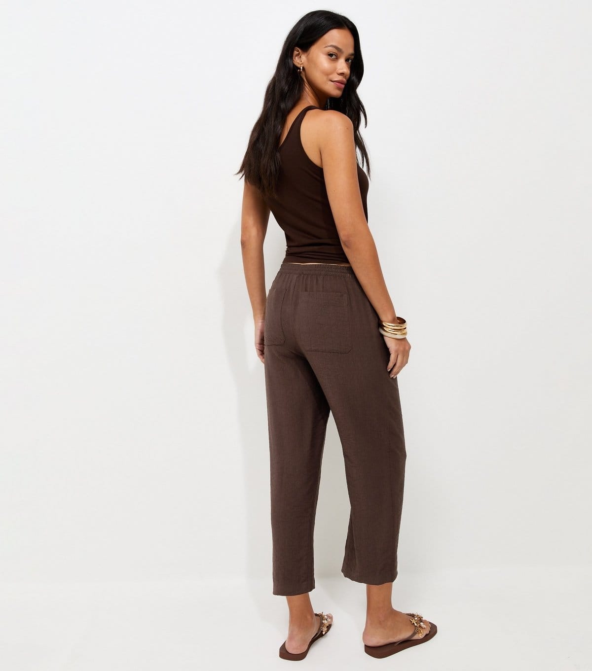 New Look Women's Petite Dark Brown Cropped Straight Leg Trousers New Look - 4