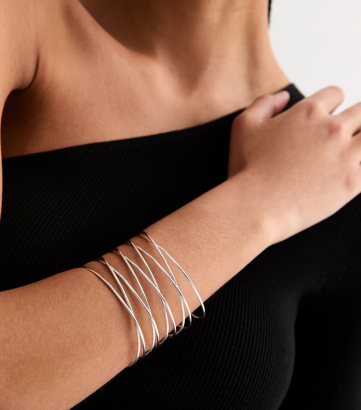 New Look Silver Crossover Wire Cuff Bracelet New Look