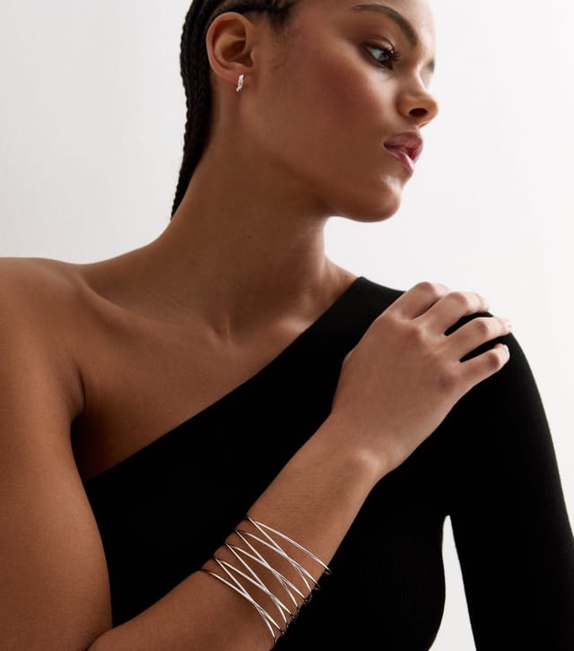 New Look Silver Crossover Wire Cuff Bracelet New Look - 2