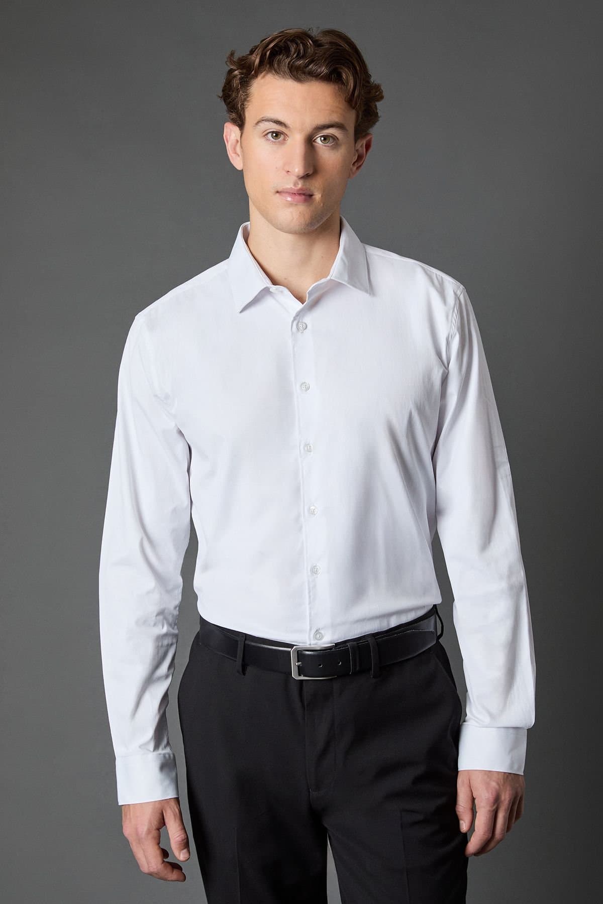 Burton Burton Men's White Regular Fit Easy Iron Shirt