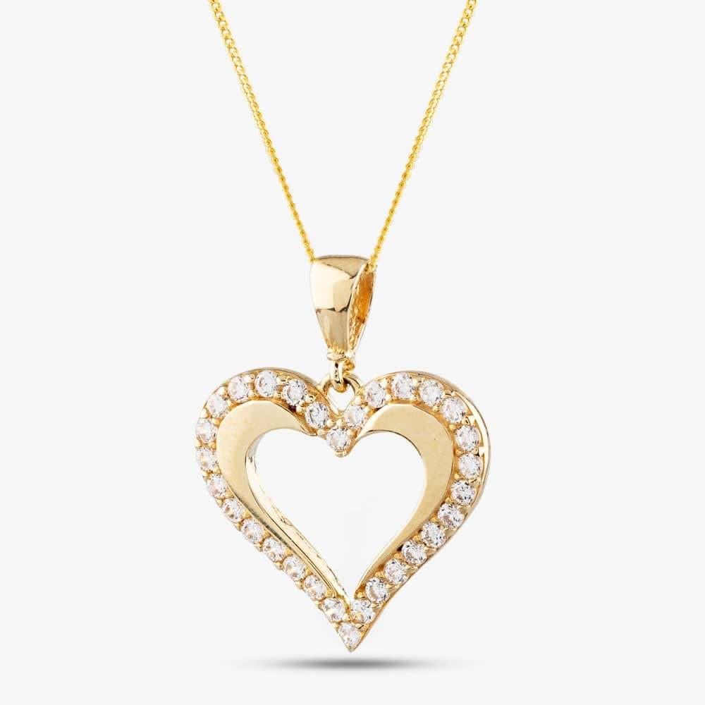 T.H.Baker T.H.Baker Gold Cubic Zirconia Open Heart Necklace