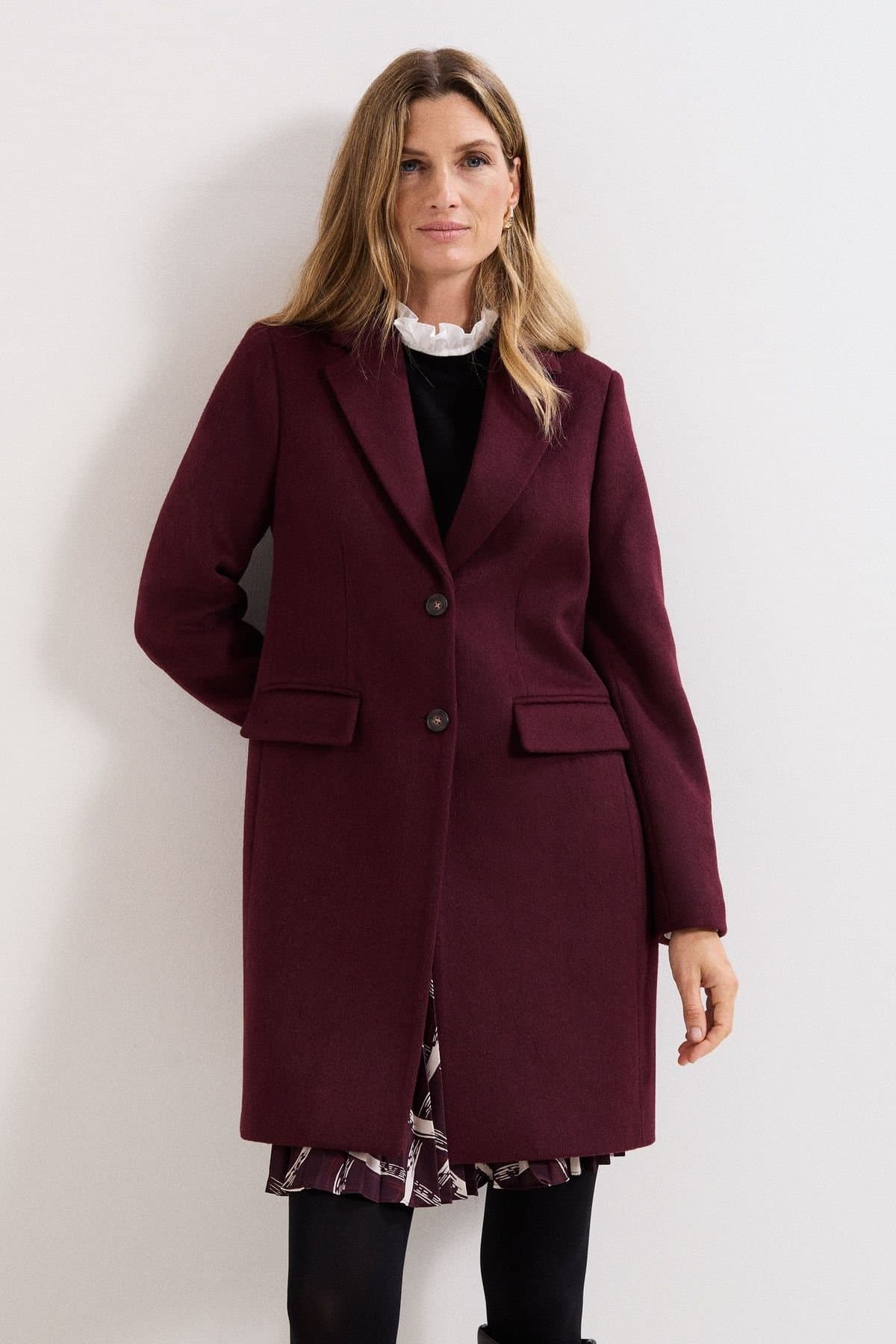 Phase Eight Phase Eight Maroon Wool Coat