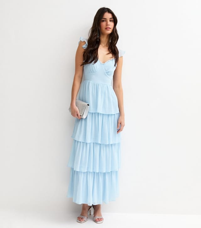 New Look Women's Light Blue Tiered Chiffon Midi Dress New Look - 2