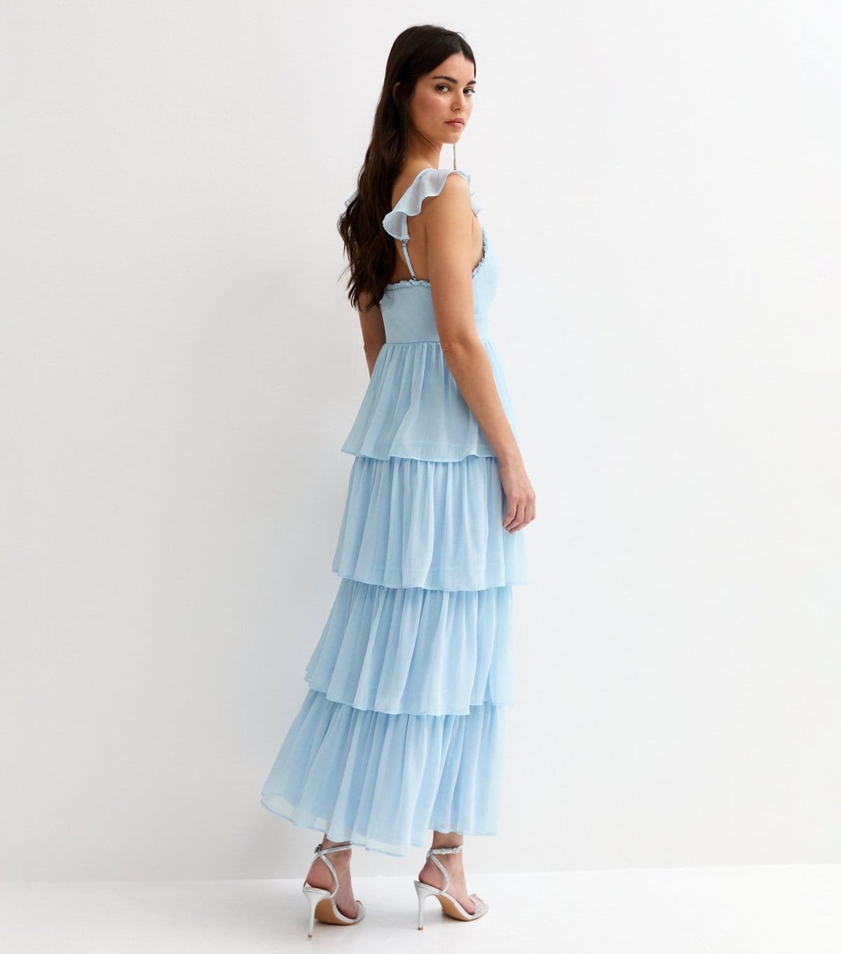 New Look Women's Light Blue Tiered Chiffon Midi Dress New Look - 4