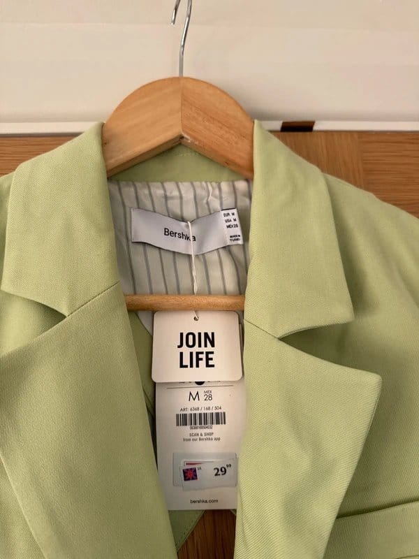Bershka Light Green Cropped Tie Blazer