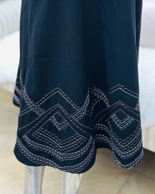 Marks & Spencer M&S black A-line embroidered midi skirt 14