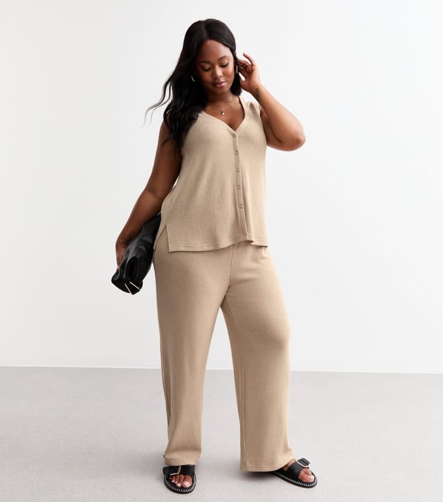 New Look Women's Plus Size Mink Button Through Knit Vest Curves New Look - 2