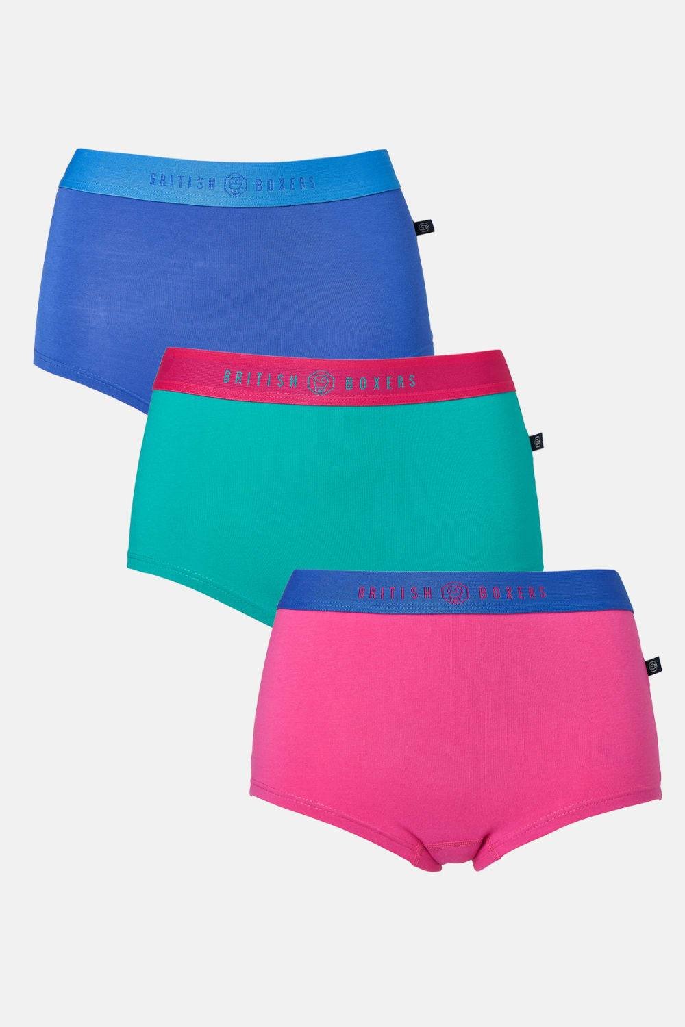 British Boxers British Boxers Women's Pack of Three "Amusements" Cotton Hipster Boxer Briefs - 3