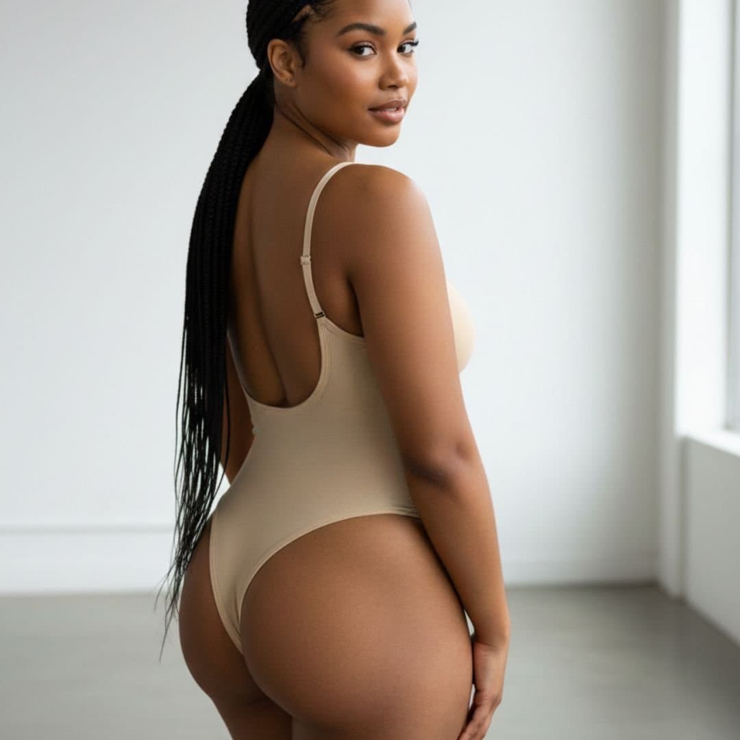 GWB Shapewear GWB Shapewear Women's Nude Low Back Tummy Control Thong Shapewear Bodysuit