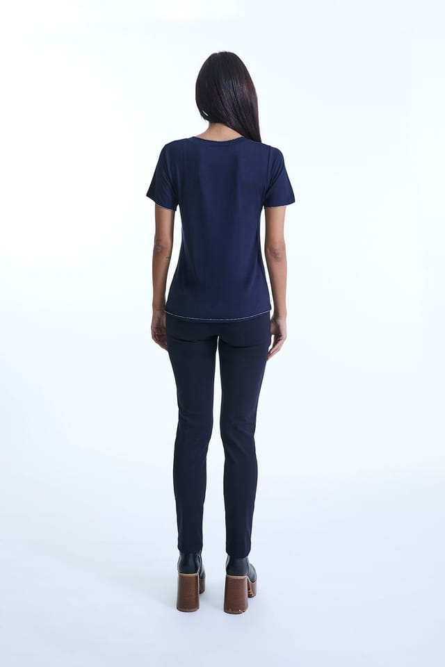 James Lakeland James Lakeland Women's V-neck Navy T-shirt - 2