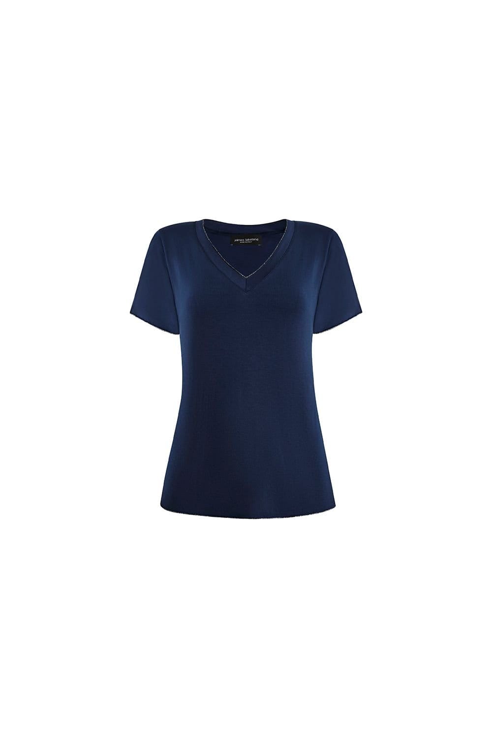 James Lakeland James Lakeland Women's V-neck Navy T-shirt - 4