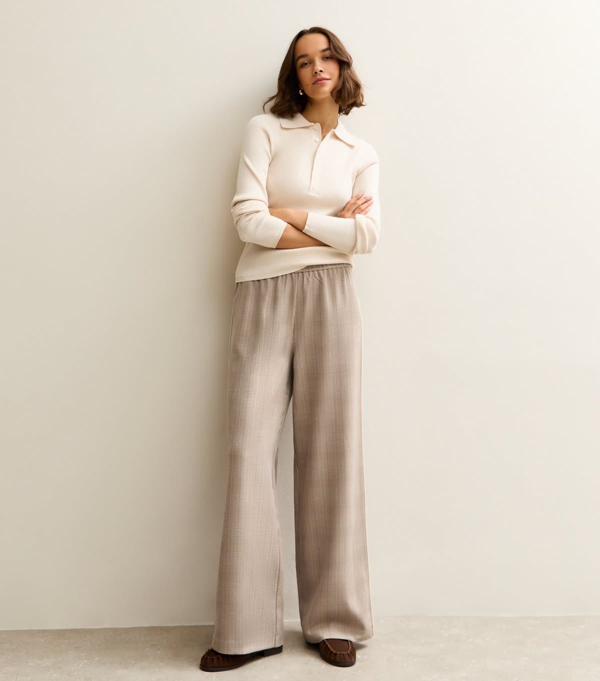 New Look Women's Light Brown Side Stripe Wide Leg Trouser New Look