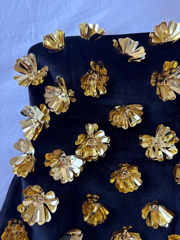 ASOS ASOS Velvet Gold Sequin Strapless Top