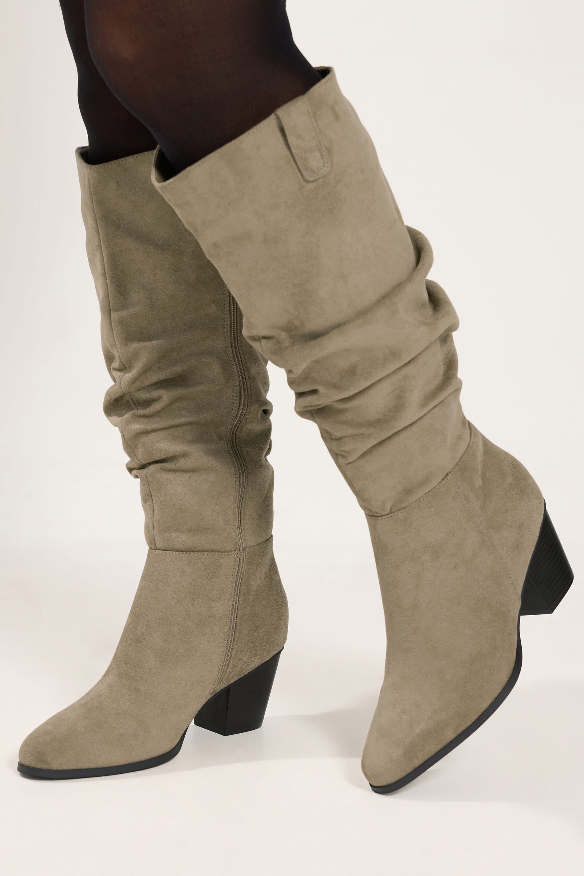 Yours Taupe Brown Western Boot In Extra Wide Eee Fit