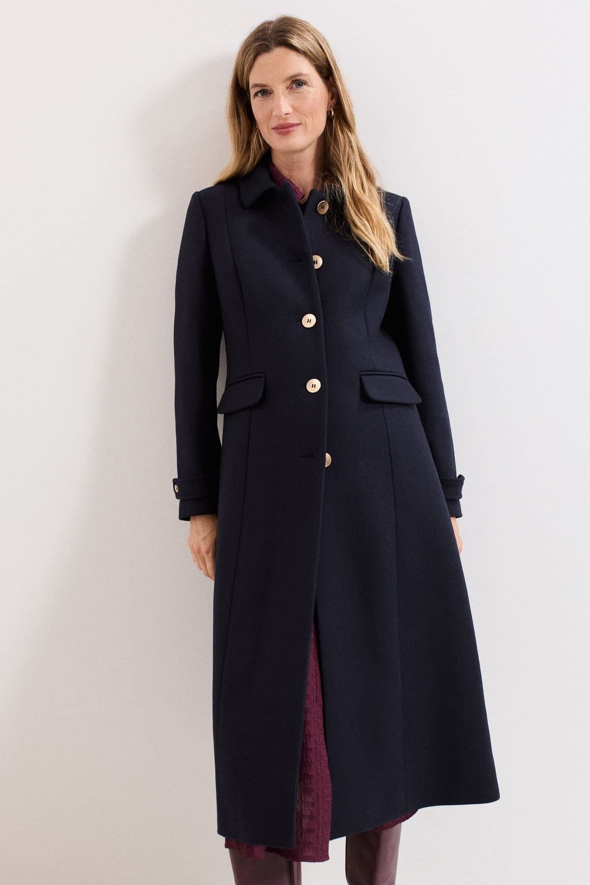 Phase Eight Phase Eight Women's Aurelie Long Sleeve Maxi Coat in Dark Navy