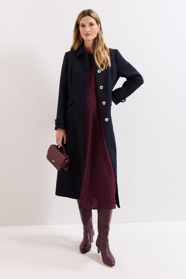 Phase Eight Phase Eight Women's Aurelie Long Sleeve Maxi Coat in Dark Navy - 3