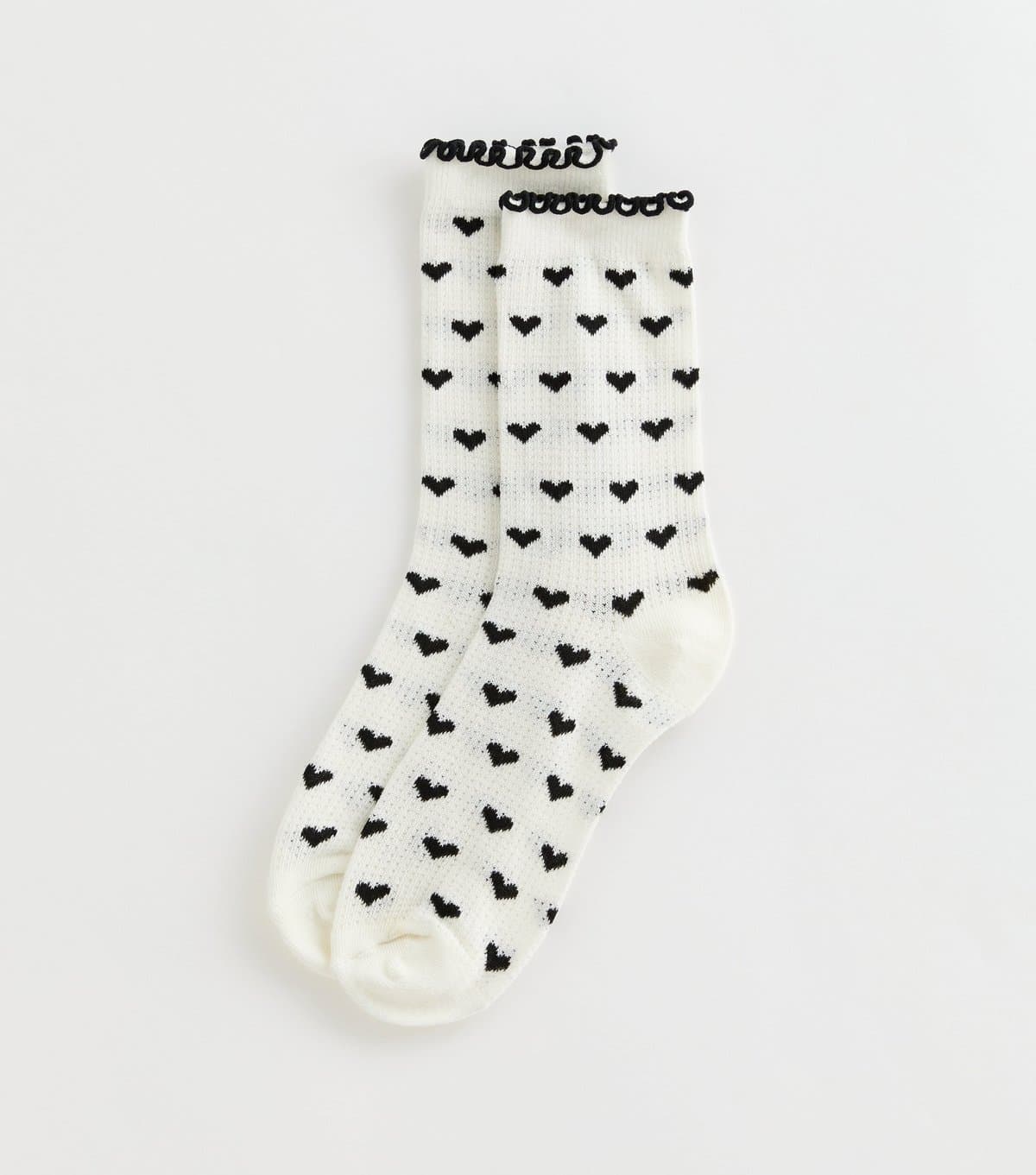 New Look Cream Heart Pattern Frill Trim Socks New Look