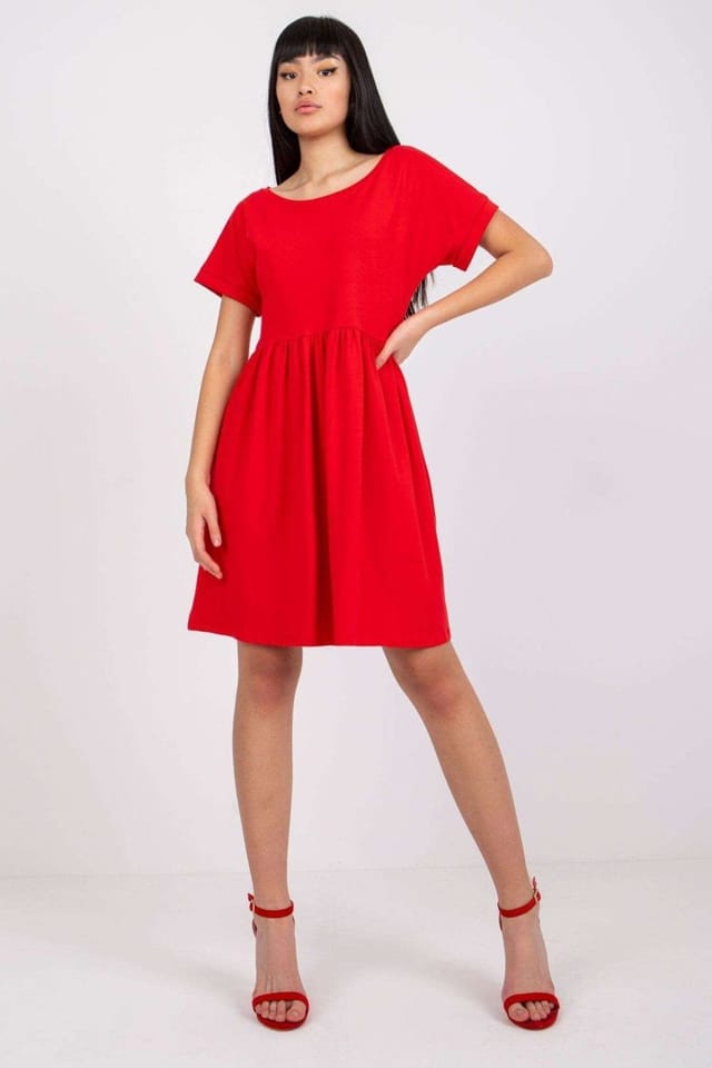Love Lace Love Lace Women's Everyday Unbuttoned Flared Cotton Dress in Red - 2