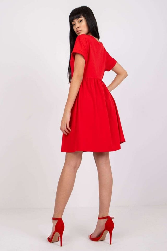 Love Lace Love Lace Women's Everyday Unbuttoned Flared Cotton Dress in Red - 3
