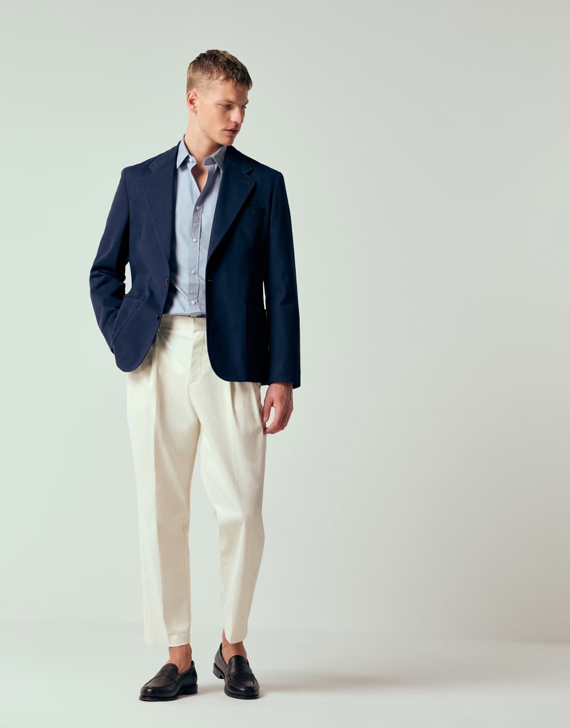 ASOS ASOS DESIGN smart cotton rich relaxed tapered chino trousers in ecru with front pleats