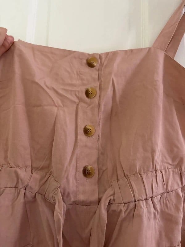 Bershka Dusty Pink Romper - Button-Down Jumpsuit
