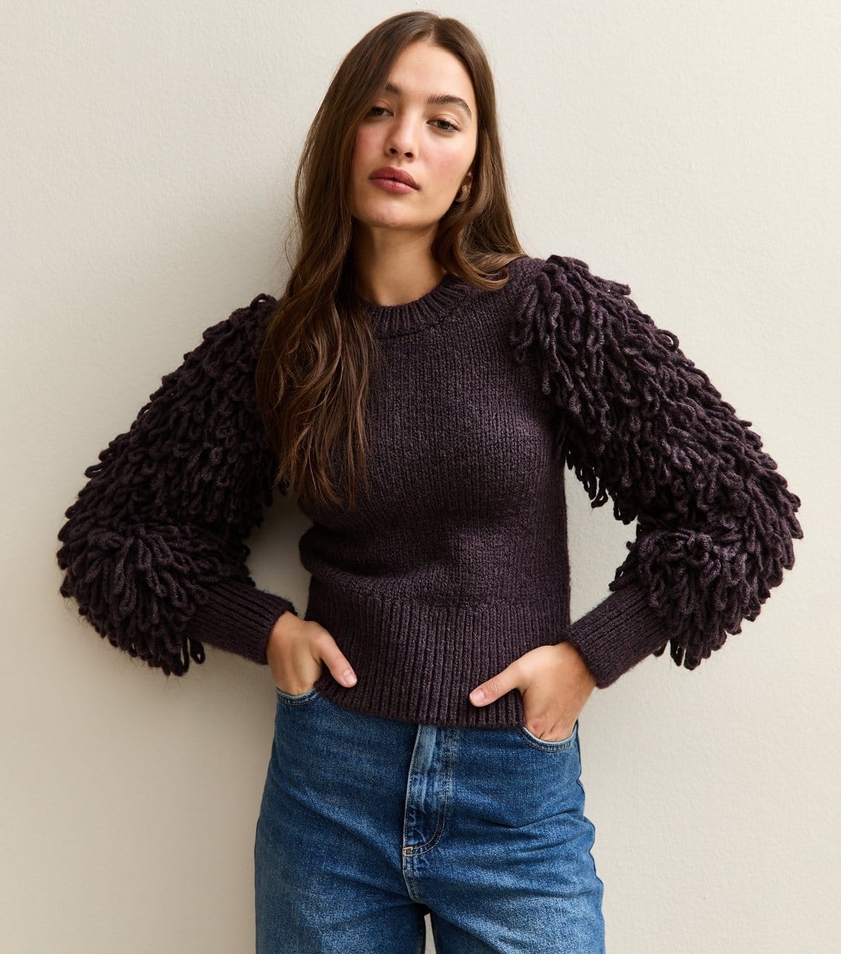 New Look Dark Purple Heavyweight Knit Jumper