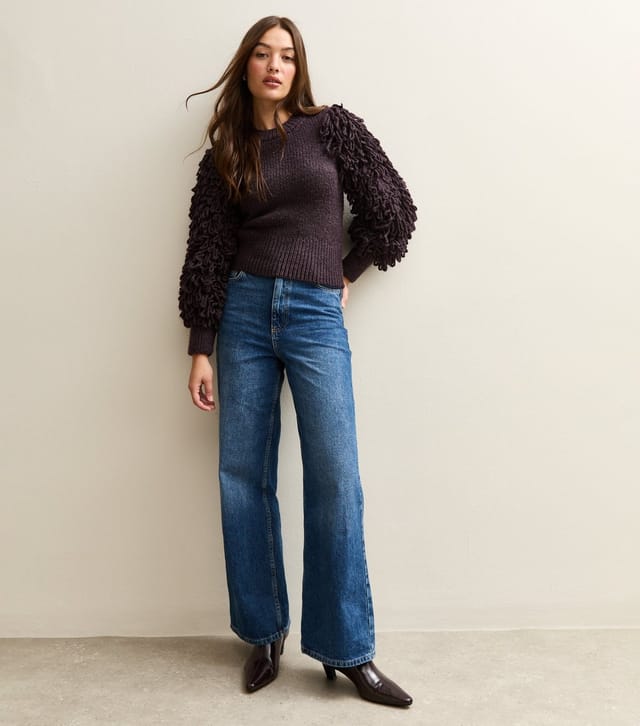 New Look Women's Dark Purple Looped Sleeve Jumper New Look - 2