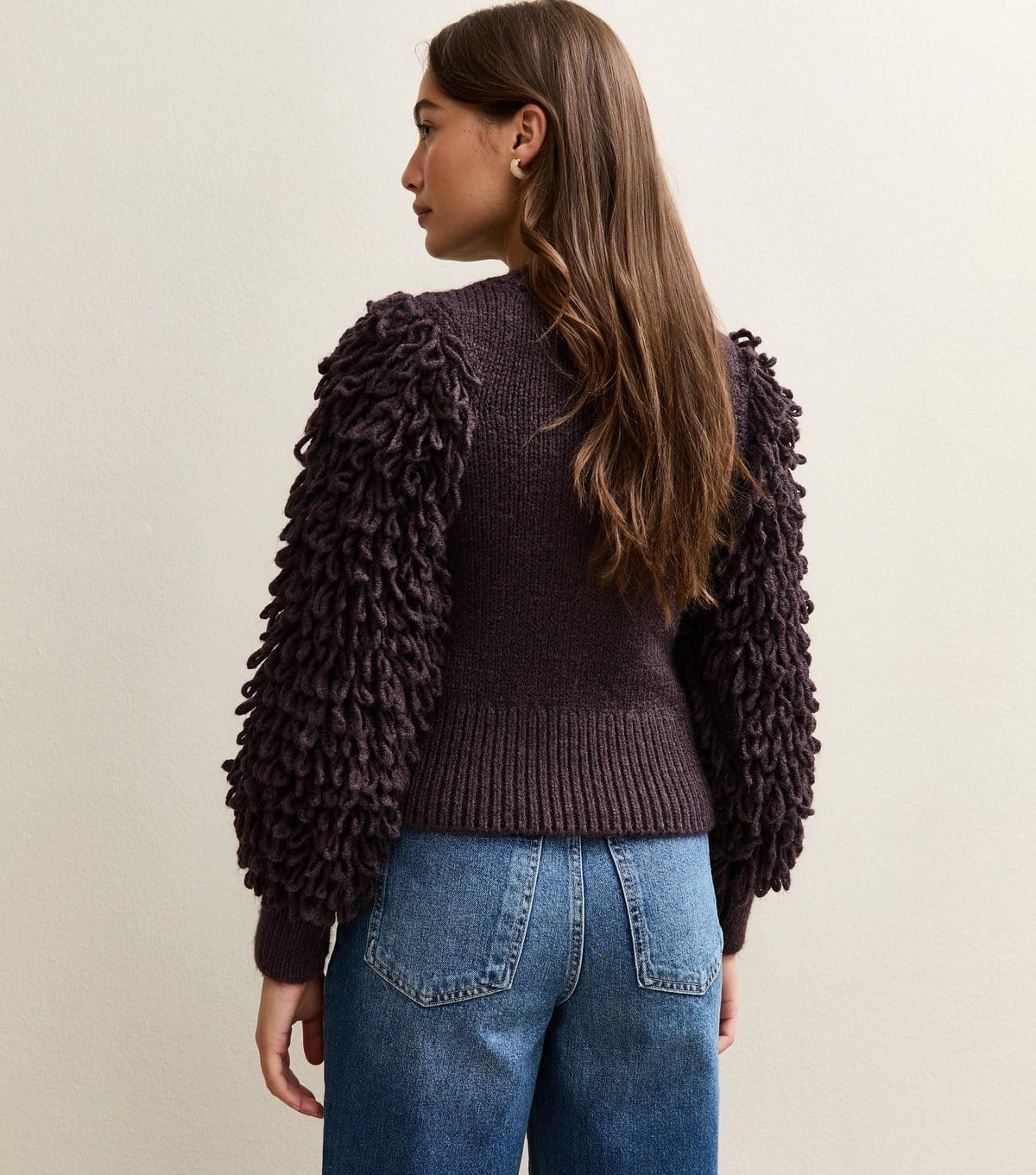 New Look Women's Dark Purple Looped Sleeve Jumper New Look - 4