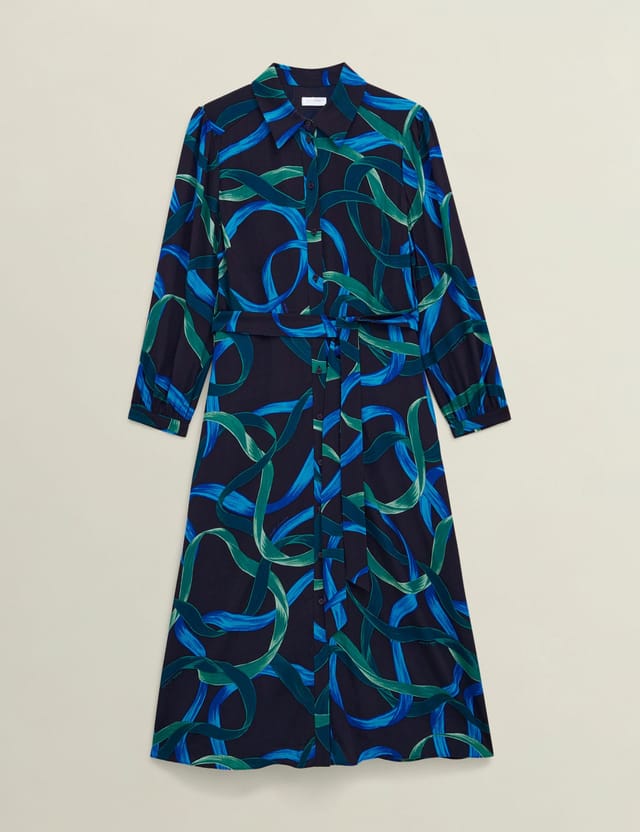 Hobbs London Hobbs London Women's Alis Ribbon Print Dress in Dark Navy - 2