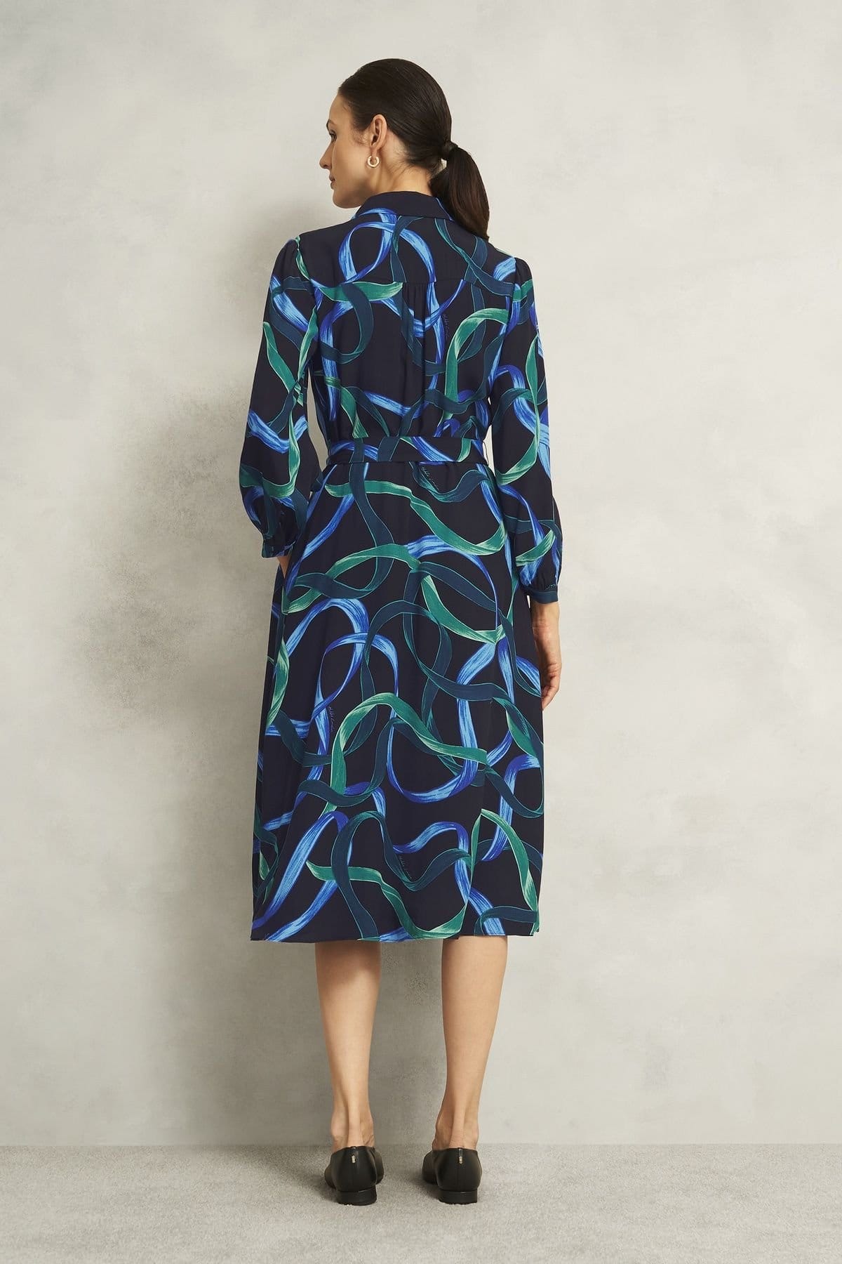 Hobbs London Hobbs London Women's Alis Ribbon Print Dress in Dark Navy - 4