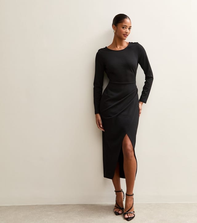 New Look Women's Black Cowl Back Chain Trim Midi Dress New Look - 2
