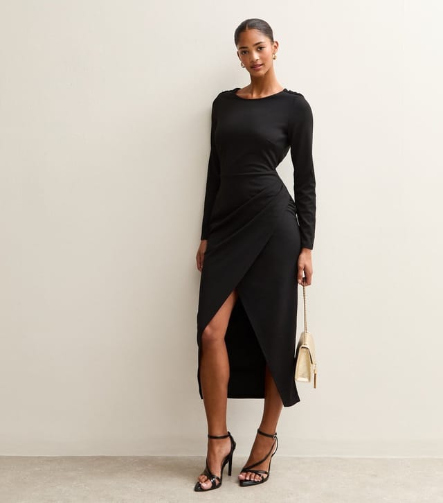 New Look Women's Black Cowl Back Chain Trim Midi Dress New Look - 3