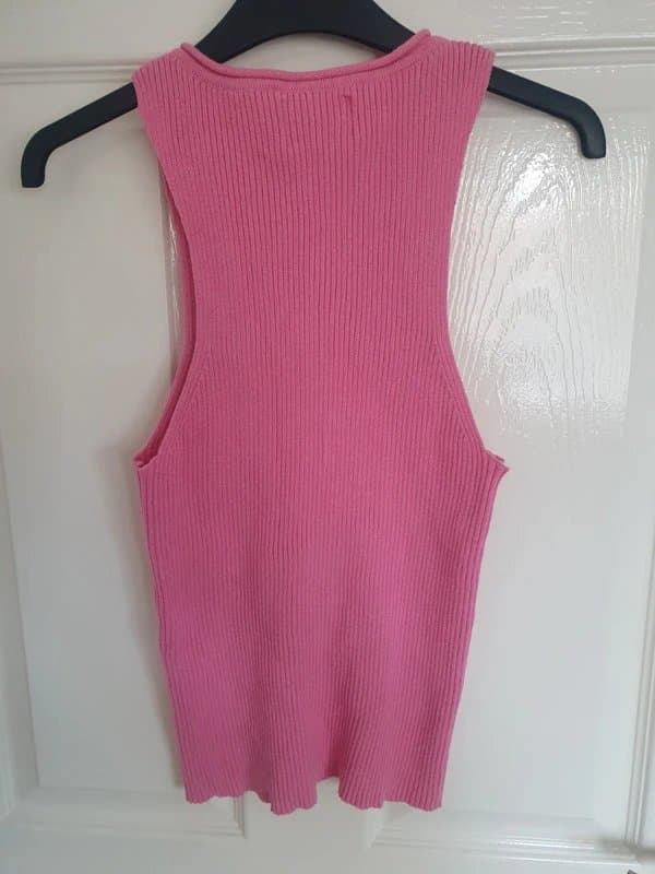 ASOS ASOS knitted pink halter neck ribbed top uk 10