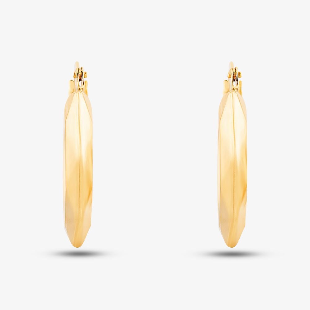 T.H.Baker T.H.Baker Women's 9ct Yellow Gold Patterned Creole Earrings UER121Y - 2