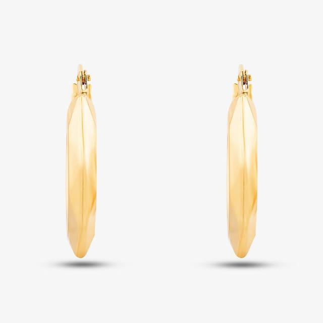 T.H.Baker T.H.Baker Women's 9ct Yellow Gold Patterned Creole Earrings UER121Y - 2