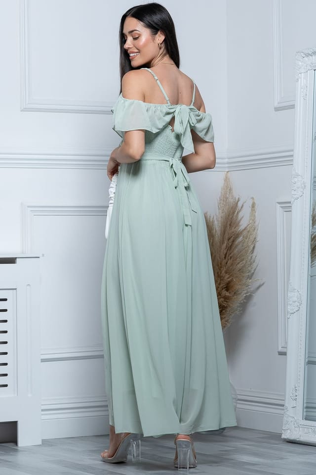 Jolie Moi Jolie Moi Women's Spaghetti-Strap Ruffle Maxi Dress in Pale Green - 2