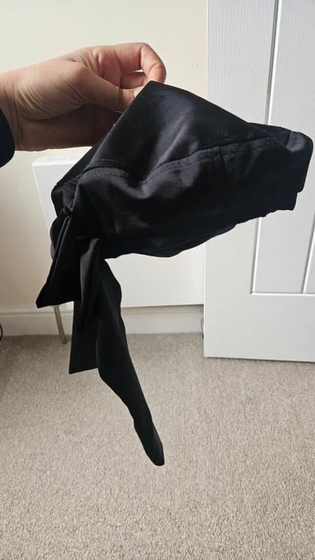 ASOS black satin bow beret hat