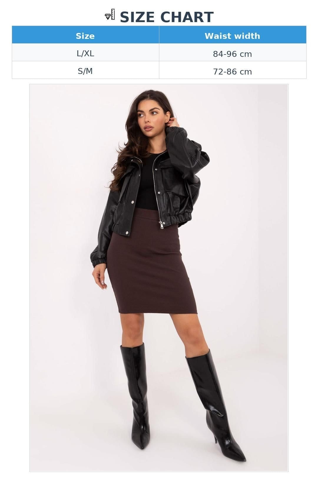 Love Lace Love Lace Women's Knee Length Ribbed Cotton Knit Skirt in Brown - 4