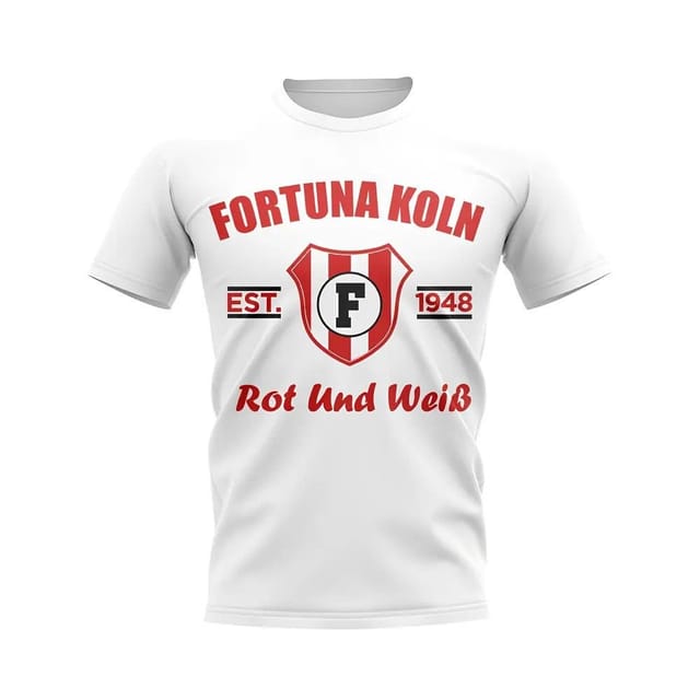 FC Koln FC Koln Men's Personalised Fortuna Koln Established Football T-Shirt White in Blue - 2