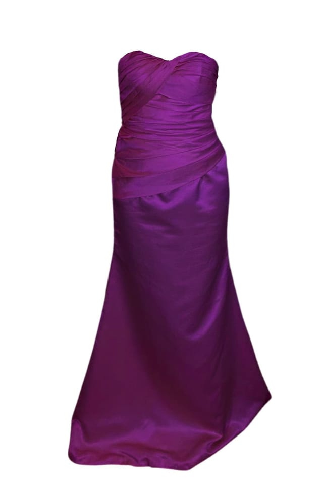 Marco Paul Marco Paul Women's Purple Satin Fitted Strapless Bridesmaid Dress - 2