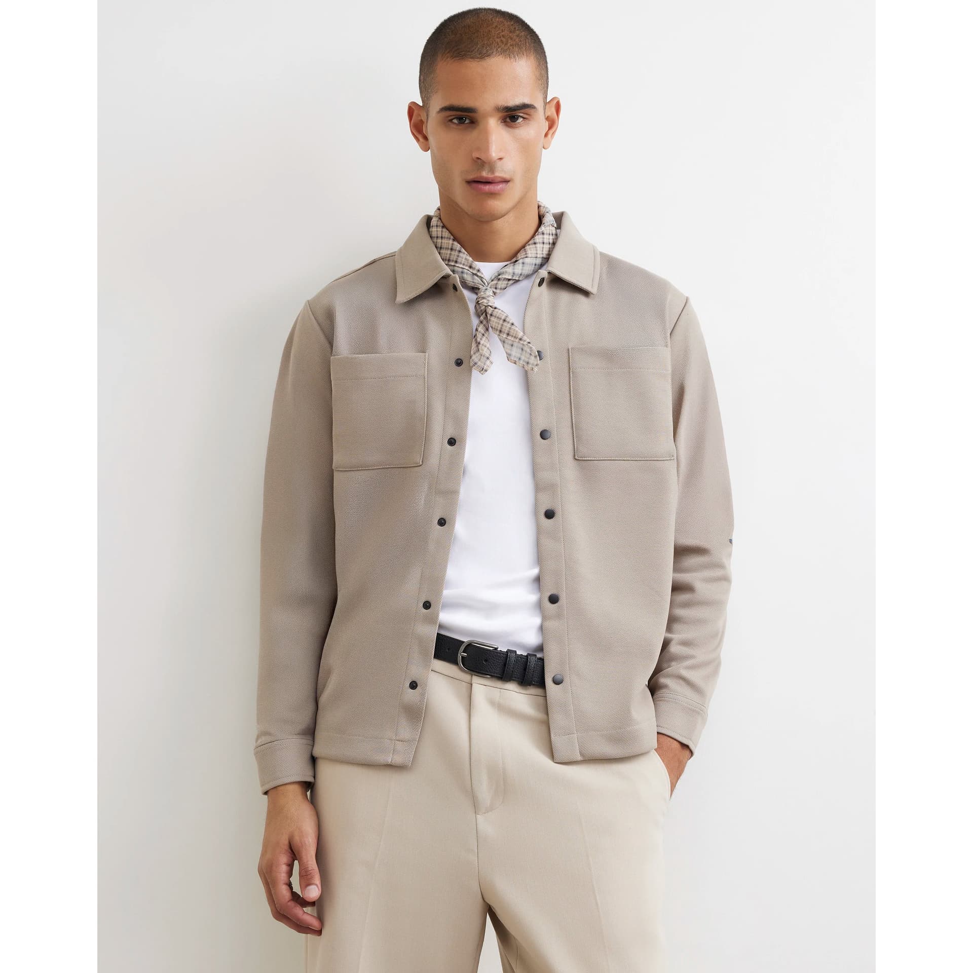 River Island Mens River Island Beige Slim Fit Pique Double Pocket Jacket