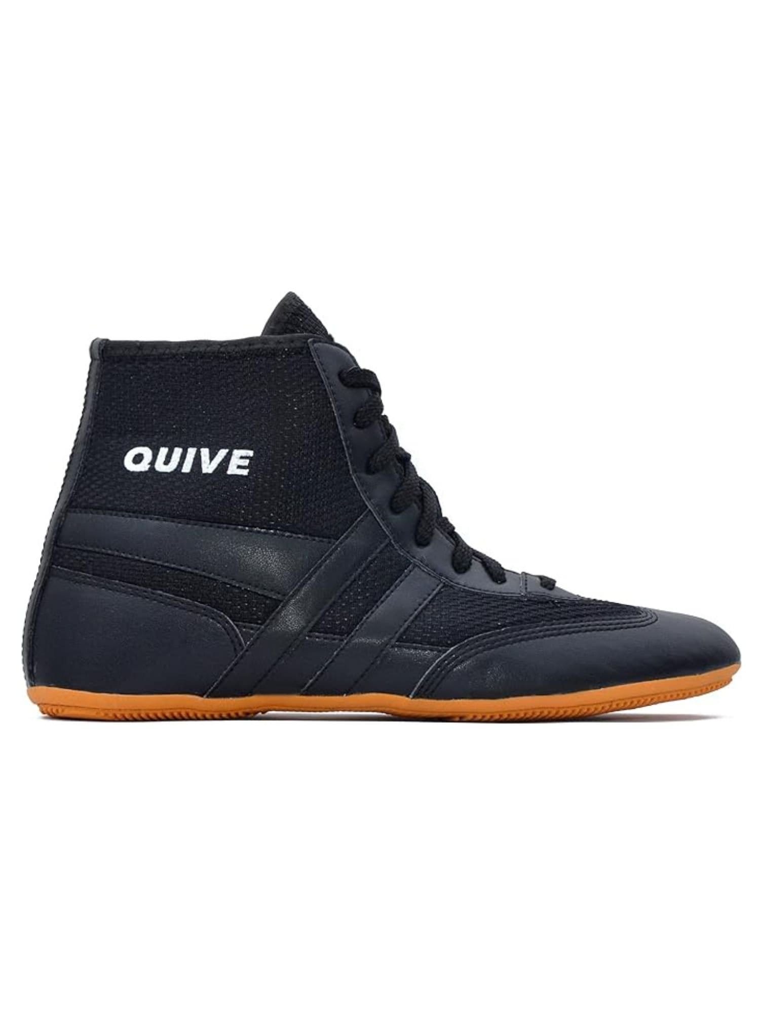 QUIVE QUIVE Men's Kabaddi High Top Pro Wrestling Shoes in Black - 4