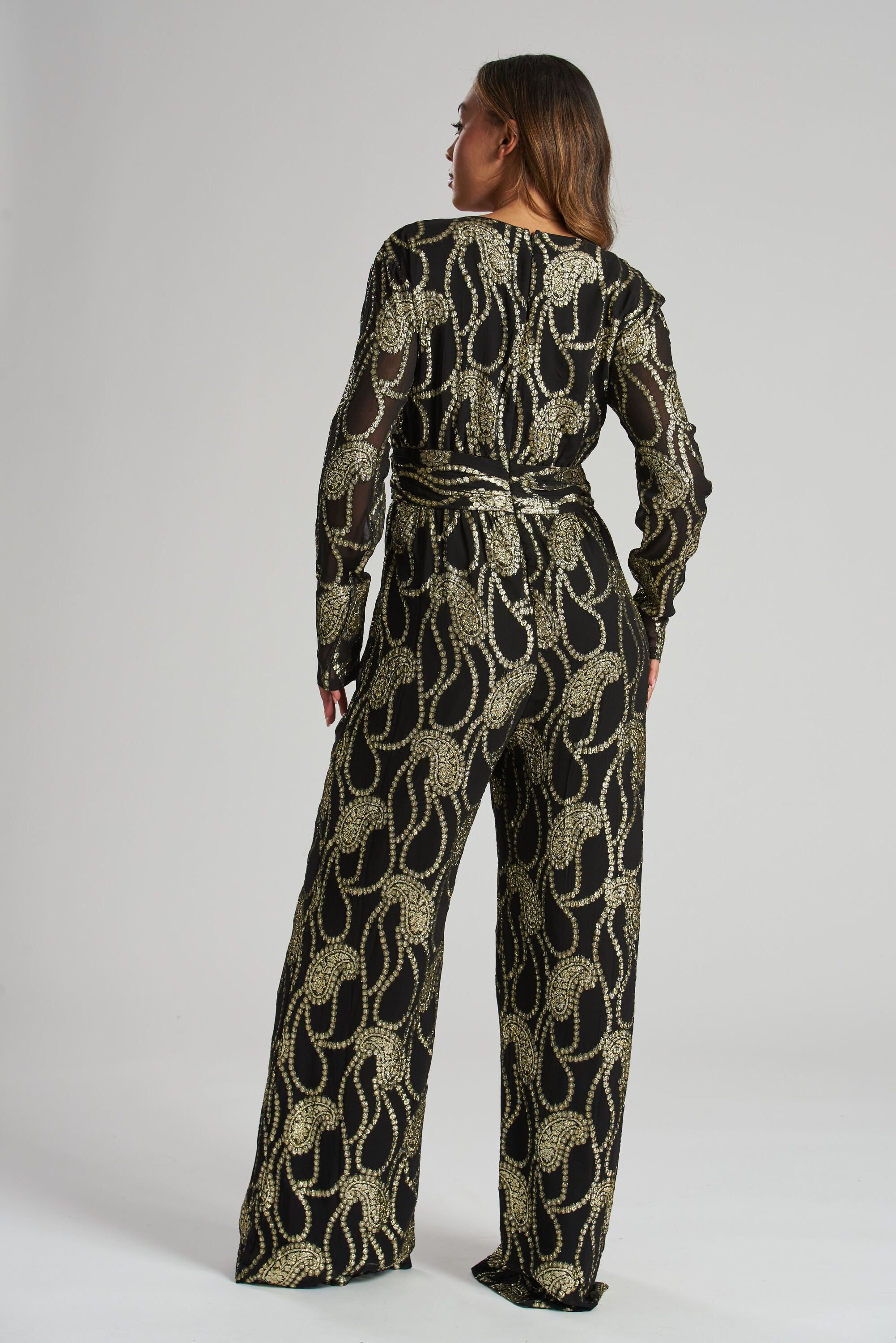 Finding Friday Finding Friday Women's Metallic Paisley Jumpsuit in Gold - 3