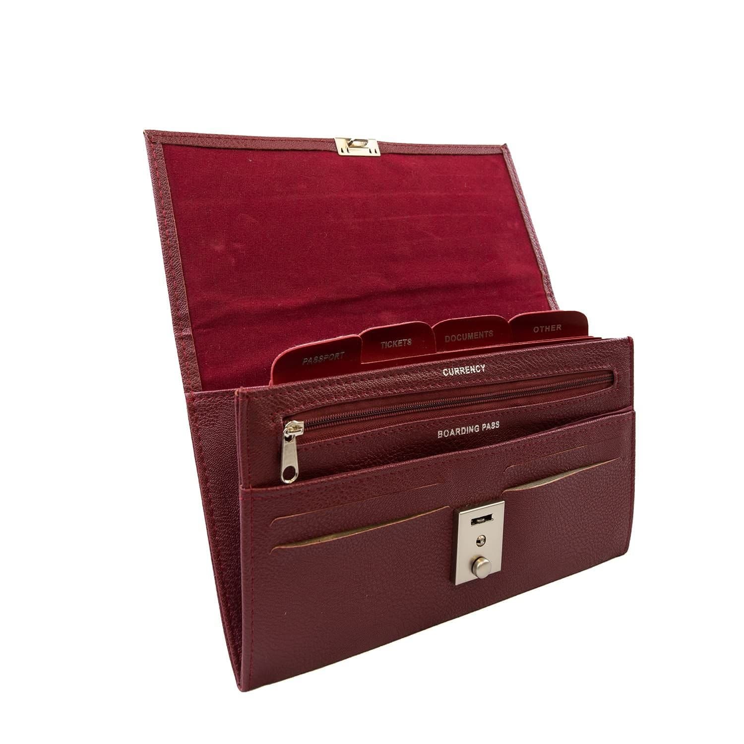 Woodland Leathers Woodland Leathers Men's RFID Passport Holder Travel Document Organiser Wallet in Burgundy